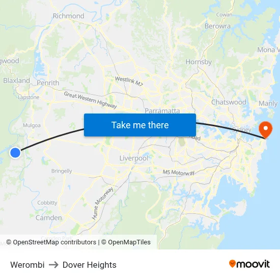 Werombi to Dover Heights map