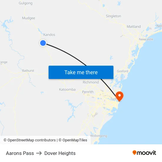 Aarons Pass to Dover Heights map