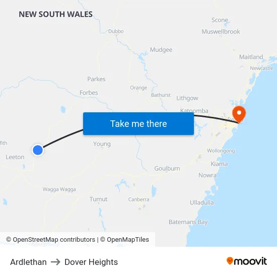 Ardlethan to Dover Heights map