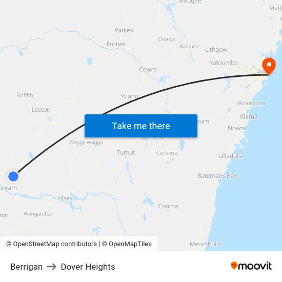 Berrigan to Dover Heights map