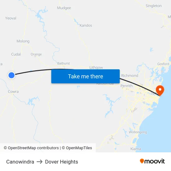 Canowindra to Dover Heights map