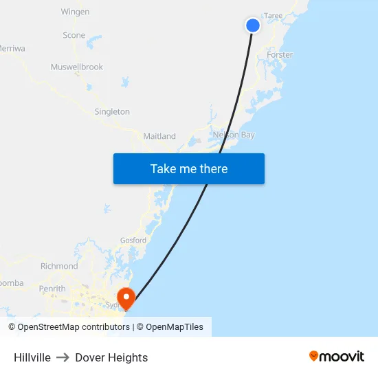 Hillville to Dover Heights map
