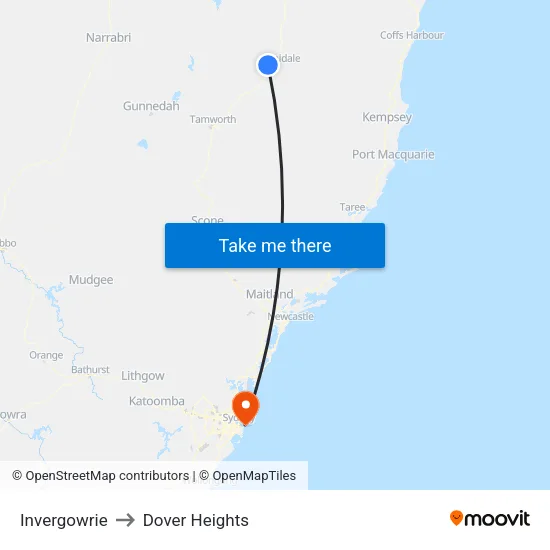 Invergowrie to Dover Heights map