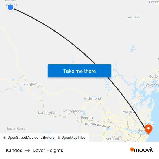 Kandos to Dover Heights map
