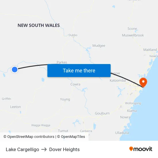Lake Cargelligo to Dover Heights map