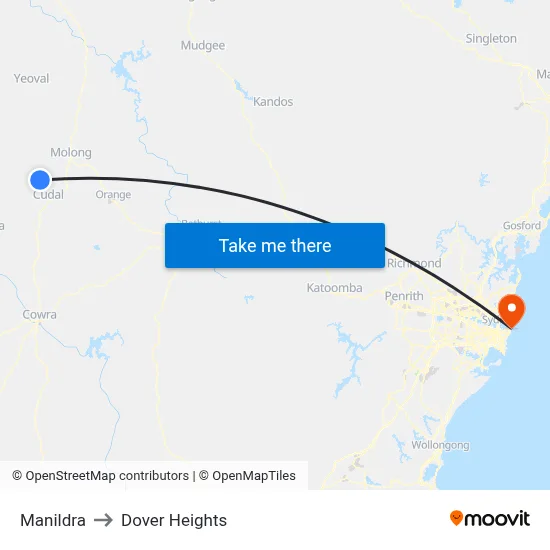 Manildra to Dover Heights map