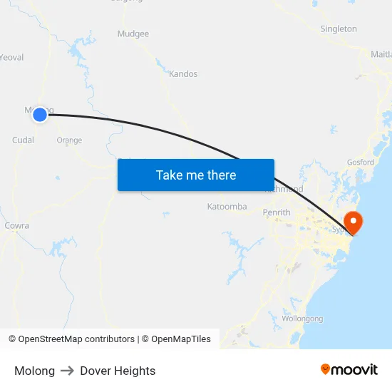 Molong to Dover Heights map