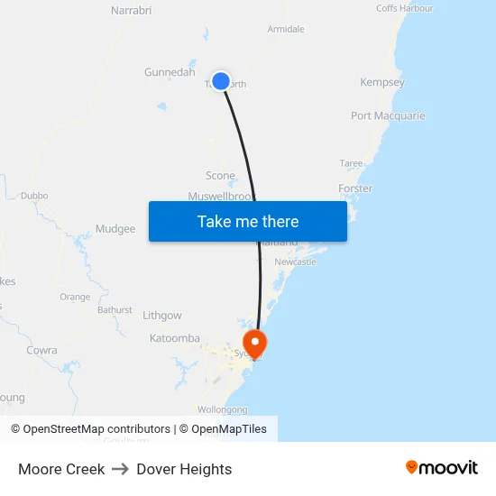Moore Creek to Dover Heights map
