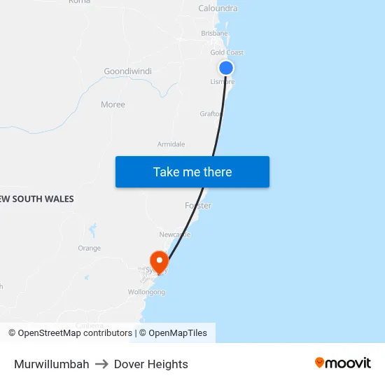 Murwillumbah to Dover Heights map