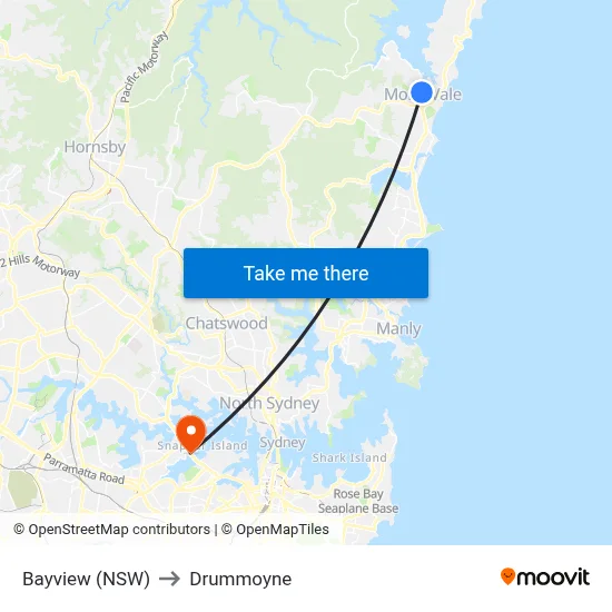 Bayview (NSW) to Drummoyne map