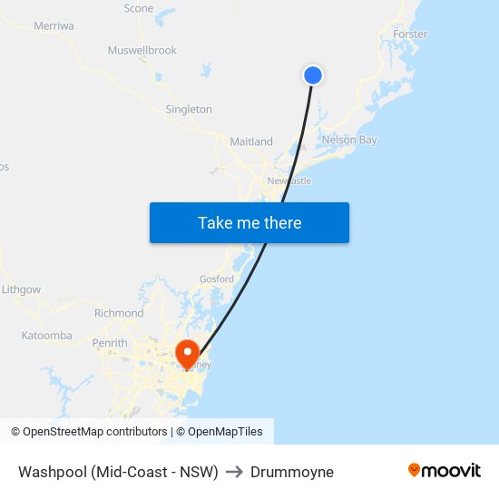 Washpool (Mid-Coast - NSW) to Drummoyne map