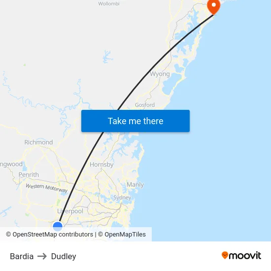 Bardia to Dudley map
