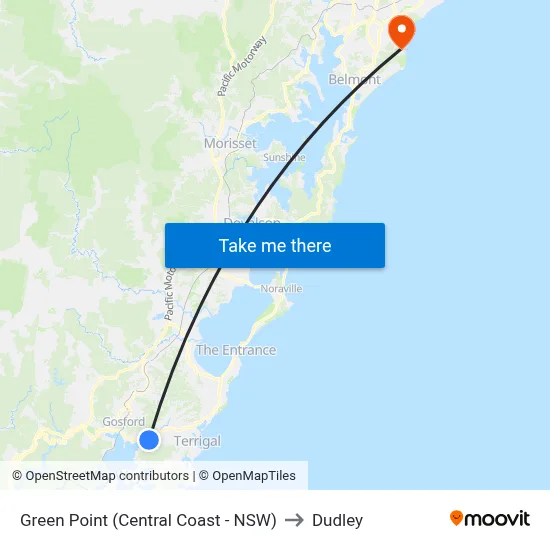 Green Point (Central Coast - NSW) to Dudley map