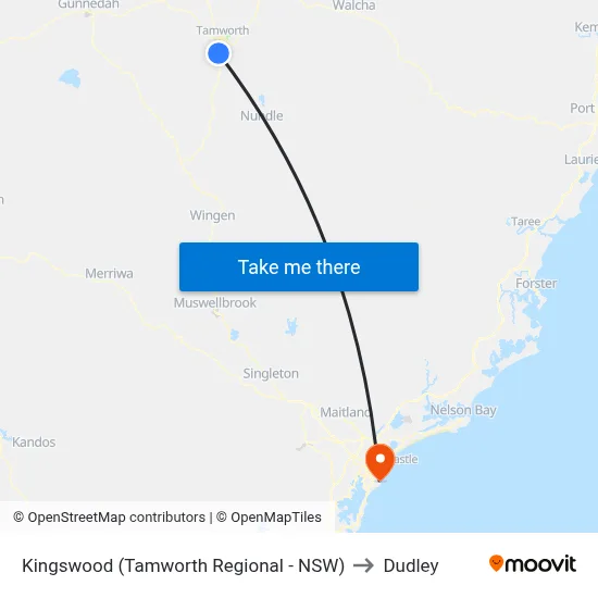 Kingswood (Tamworth Regional - NSW) to Dudley map