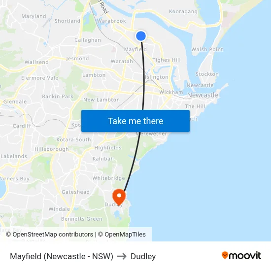 Mayfield (Newcastle - NSW) to Dudley map