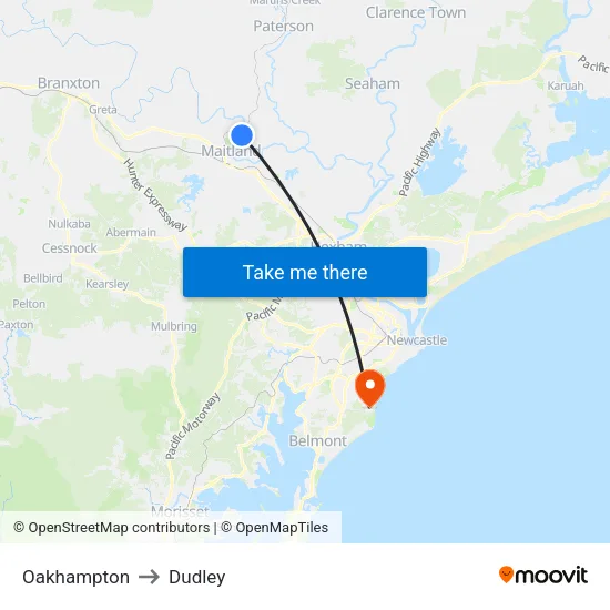 Oakhampton to Dudley map