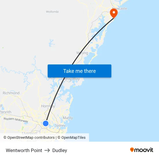 Wentworth Point to Dudley map
