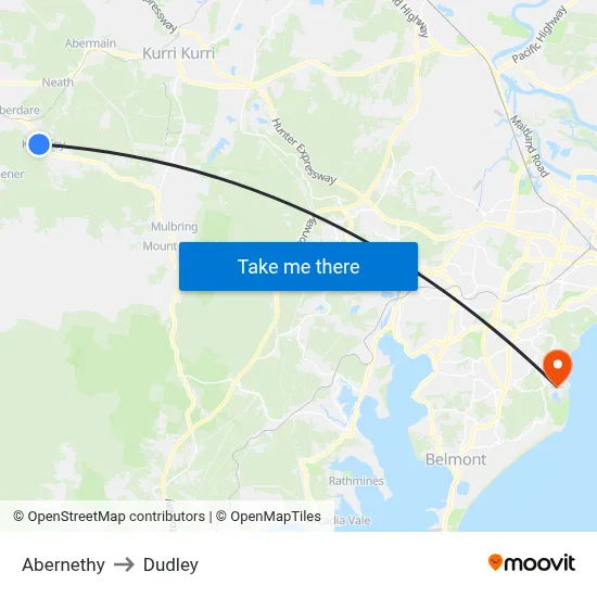 Abernethy to Dudley map