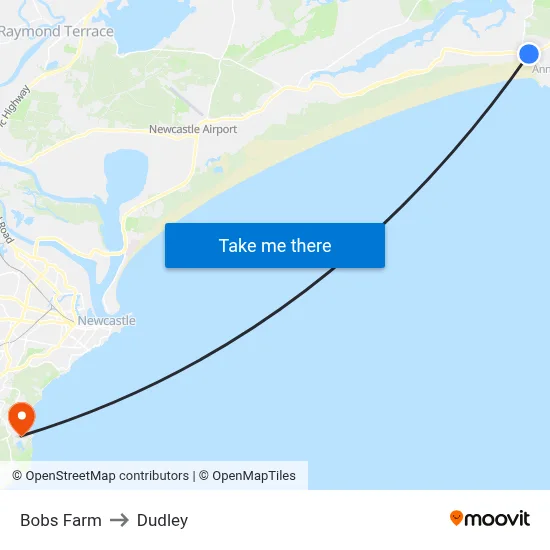Bobs Farm to Dudley map
