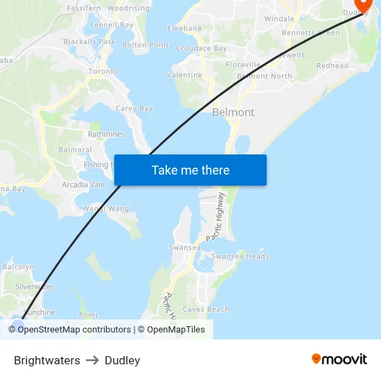 Brightwaters to Dudley map