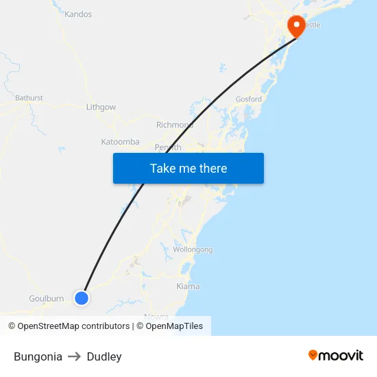 Bungonia to Dudley map