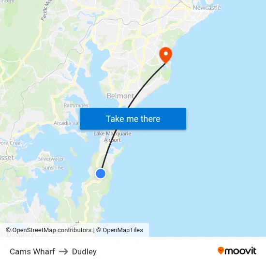 Cams Wharf to Dudley map