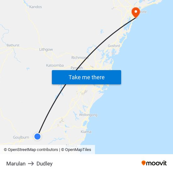 Marulan to Dudley map