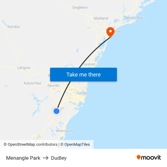 Menangle Park to Dudley map