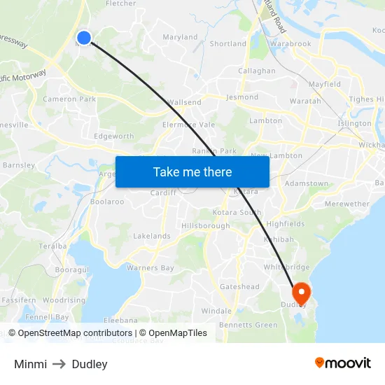 Minmi to Dudley map