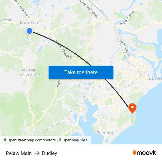 Pelaw Main to Dudley map