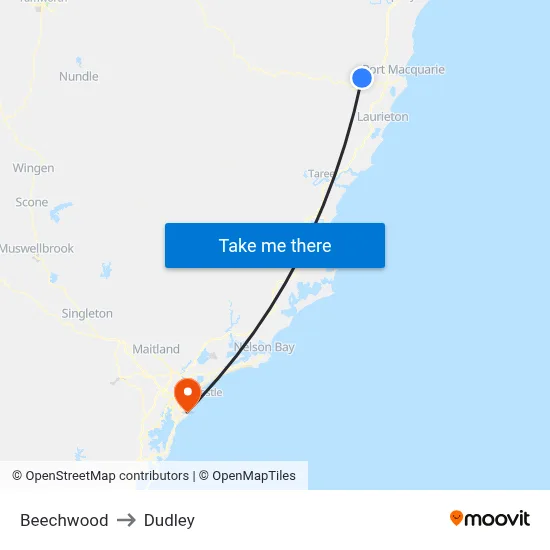 Beechwood to Dudley map