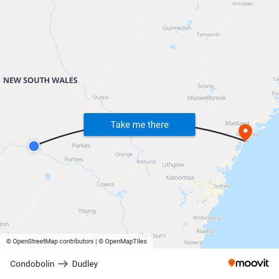 Condobolin to Dudley map