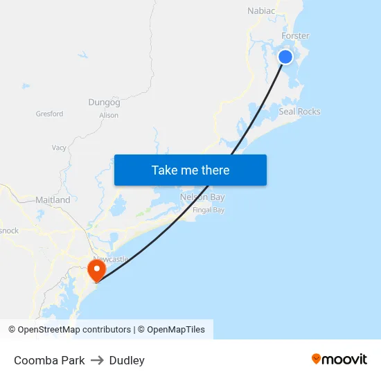 Coomba Park to Dudley map