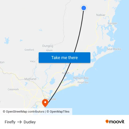 Firefly to Dudley map