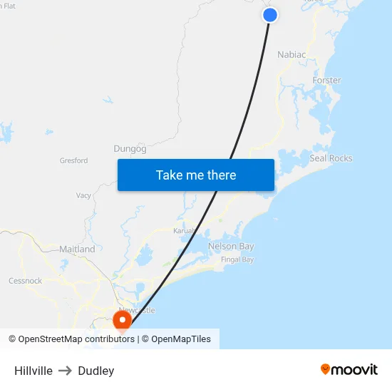 Hillville to Dudley map