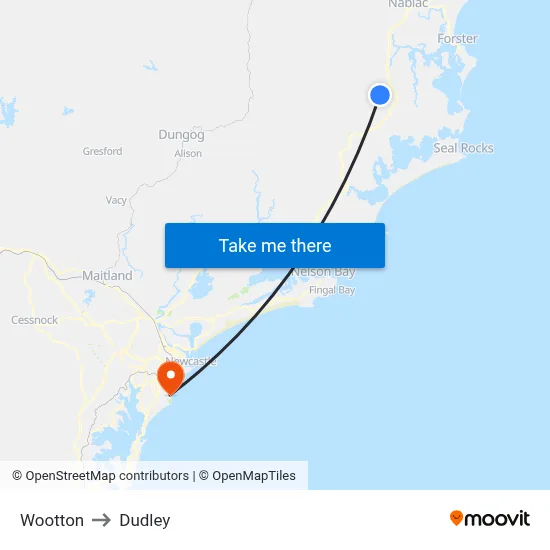 Wootton to Dudley map