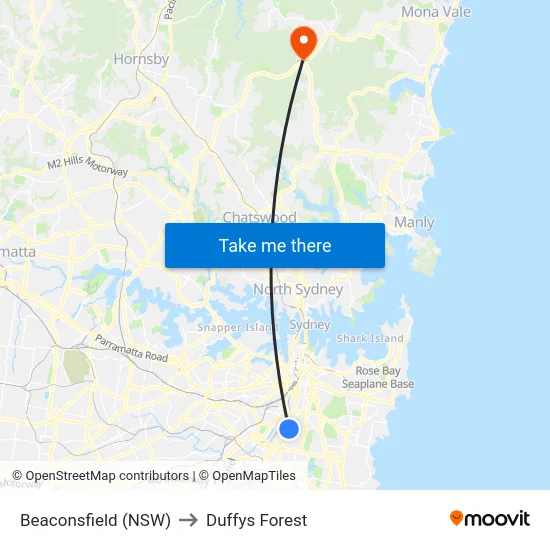 Beaconsfield (NSW) to Duffys Forest map
