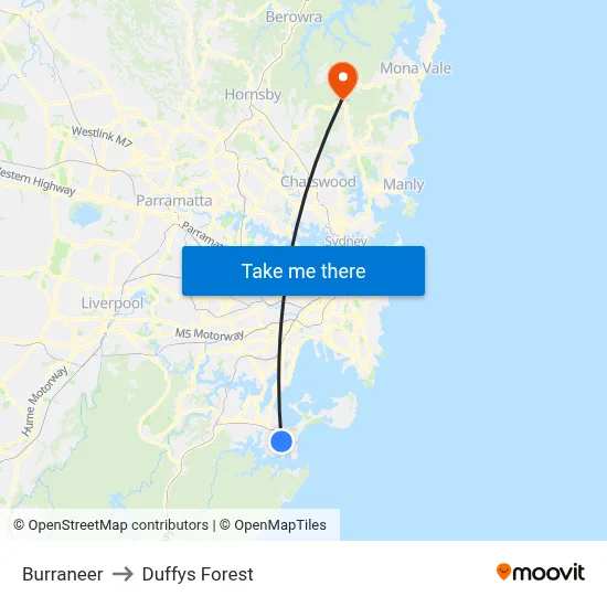 Burraneer to Duffys Forest map