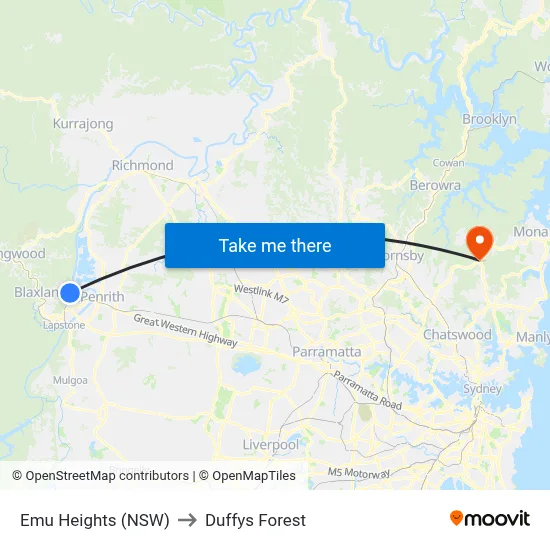Emu Heights (NSW) to Duffys Forest map
