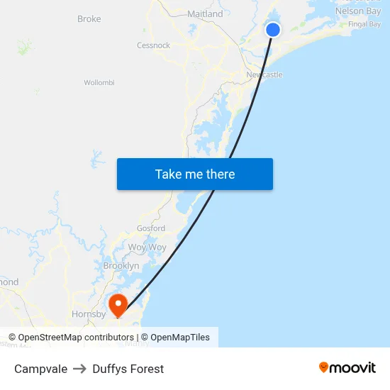 Campvale to Duffys Forest map