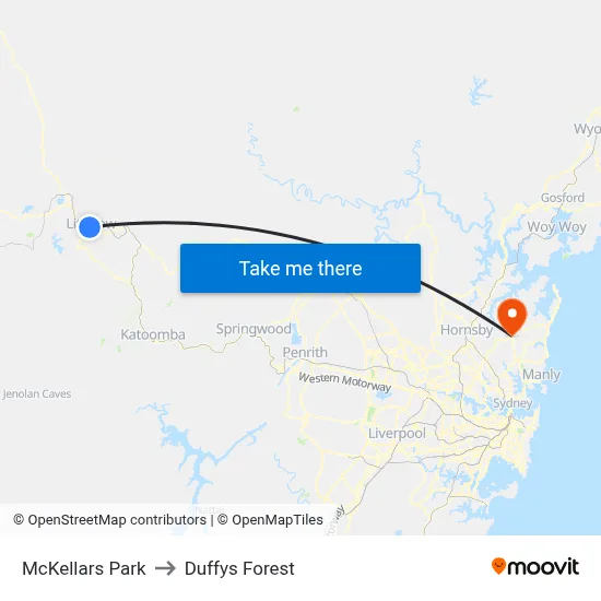 McKellars Park to Duffys Forest map