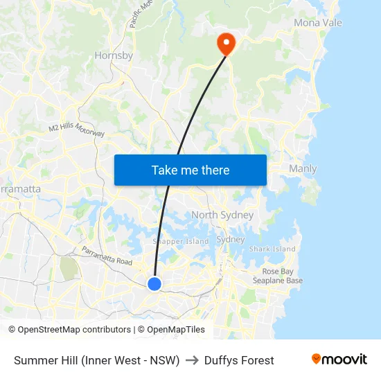 Summer Hill (Inner West - NSW) to Duffys Forest map