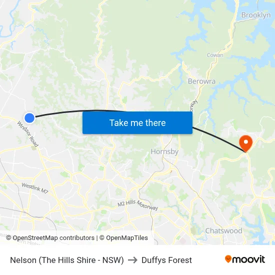 Nelson (The Hills Shire - NSW) to Duffys Forest map