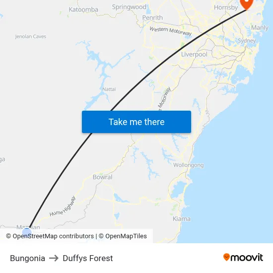 Bungonia to Duffys Forest map