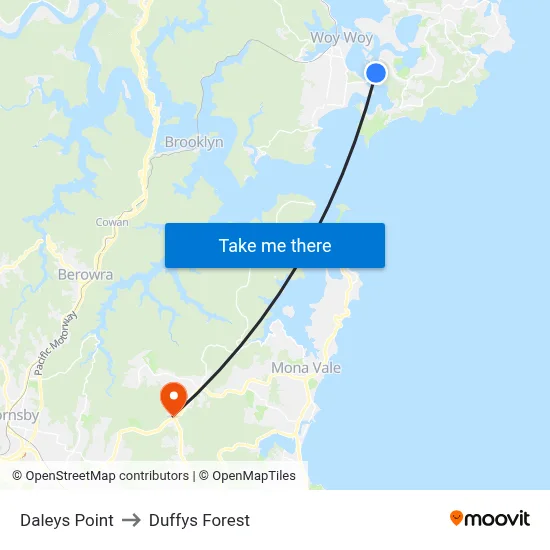 Daleys Point to Duffys Forest map