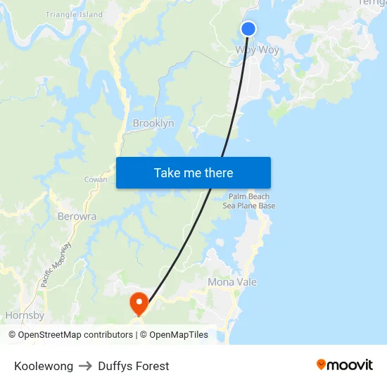 Koolewong to Duffys Forest map