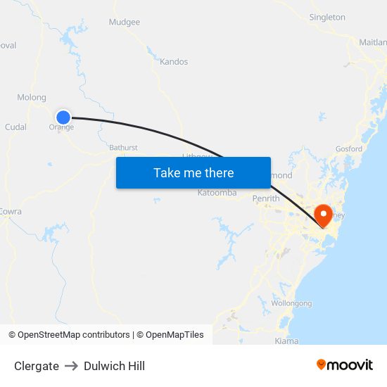 Clergate to Dulwich Hill map