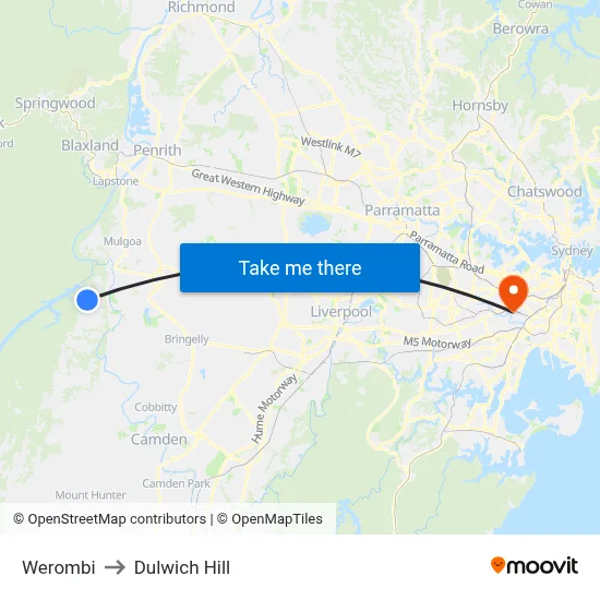 Werombi to Dulwich Hill map