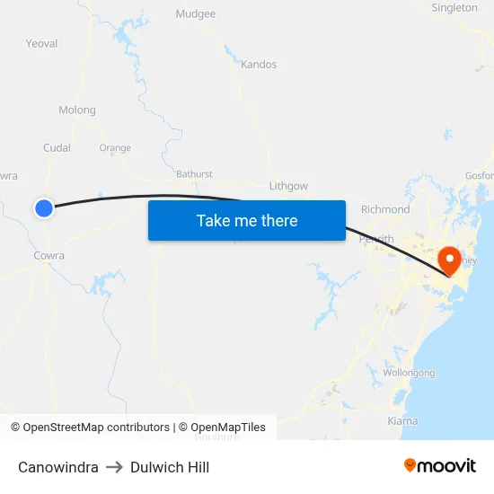Canowindra to Dulwich Hill map