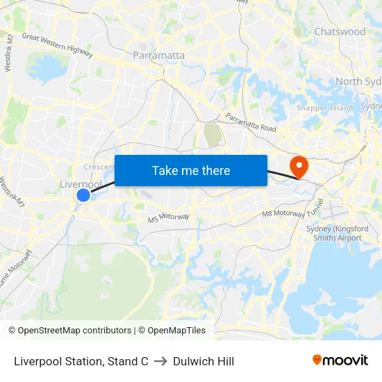 Liverpool Station, Stand C to Dulwich Hill map
